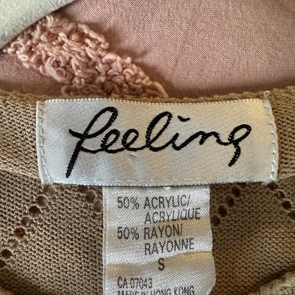 Vintage knit Women's Tan Cardigan Sweater - Picture 4 of 5